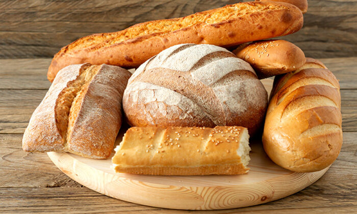 Types,Of,Homemade,Bread,On,The,Rustic,Wooden,Table.,Homemade